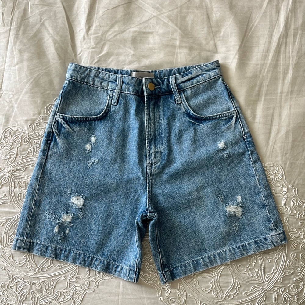 TRIARCHY High Waisted Jean Shorts